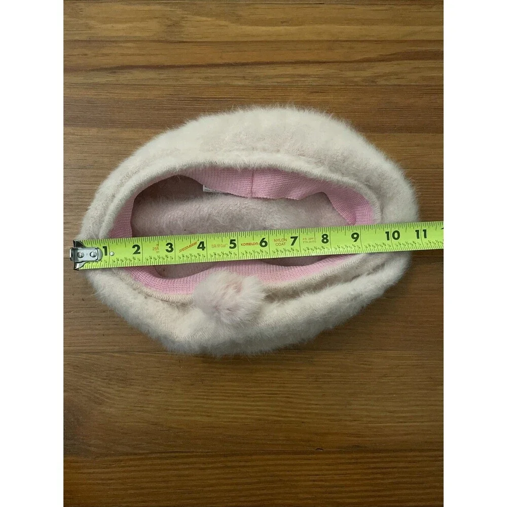 Sierra Accessories Pale Pink Beret Hat 80% Angora Blend Fuzzy Pom Pom Soft